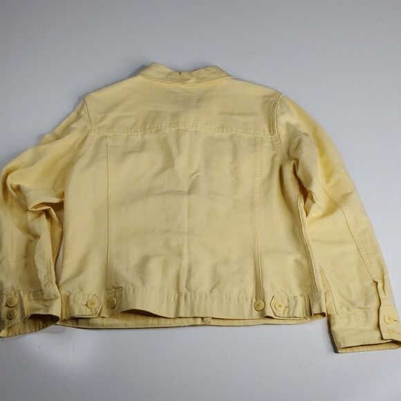 M EDDIE BAUER LINEN COTTON PALE PASTEL YELLOW SHIRT SHACKET JACKET MEDIUM - Picture 13 of 14